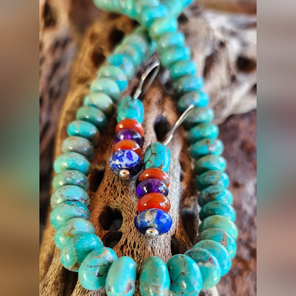 Sterling Silver Genuine Turquoise Necklace Set